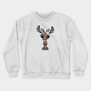 Cute Baby Moose Hippie Crewneck Sweatshirt